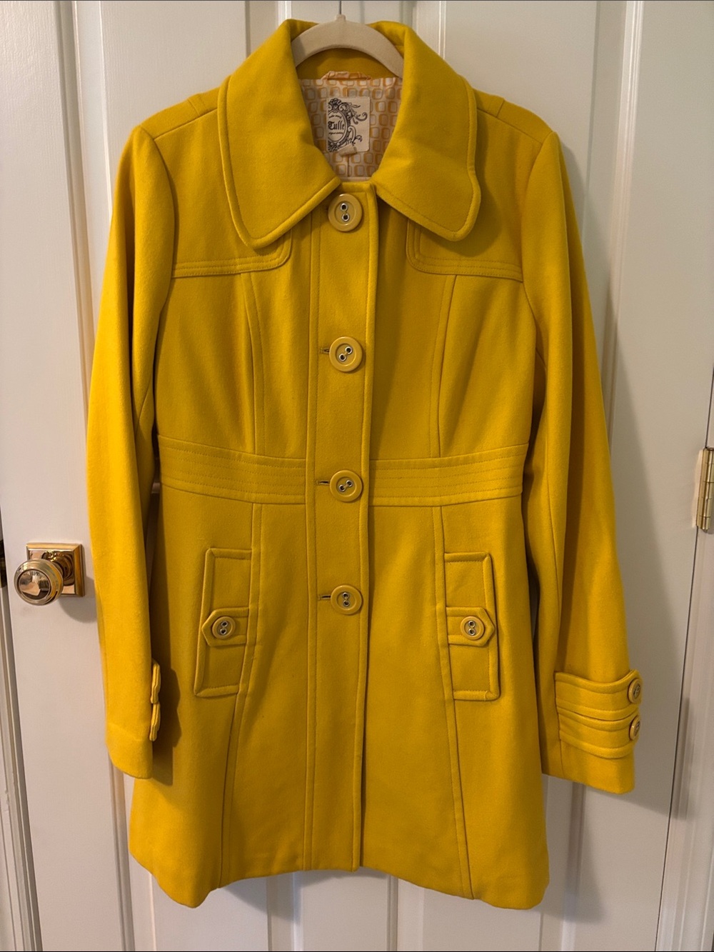 Tulle Women’s Yellow Wool-Blend Button Front Coat